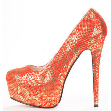 women orange fancy luxury high heel shoes